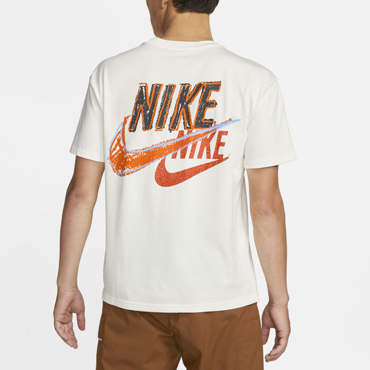 Nike Solid Color Large Logo Printing Breathable Short Sleeve White DO6369-133