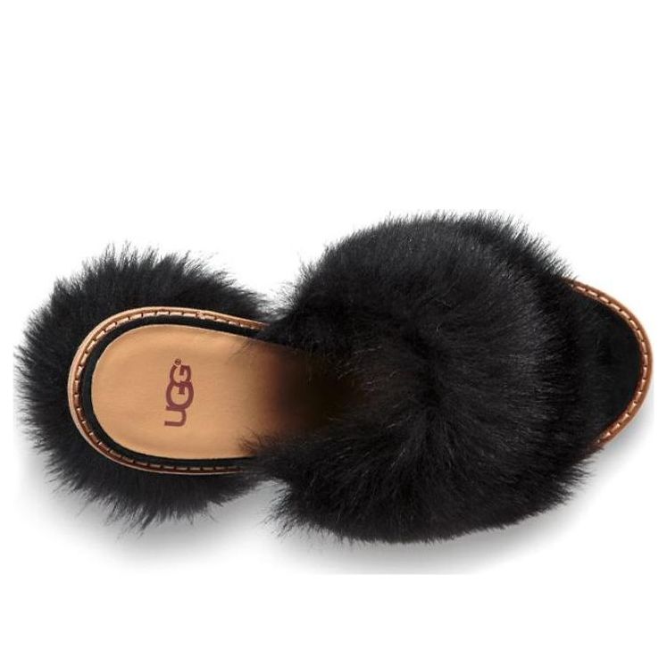 (WMNS) UGG Rosa Fluff Heel 'Black' 1095390-BLK