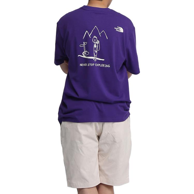THE NORTH FACE Graffiti Character Small Logo Short Sleeve Couple Style Purple NT7UL09B