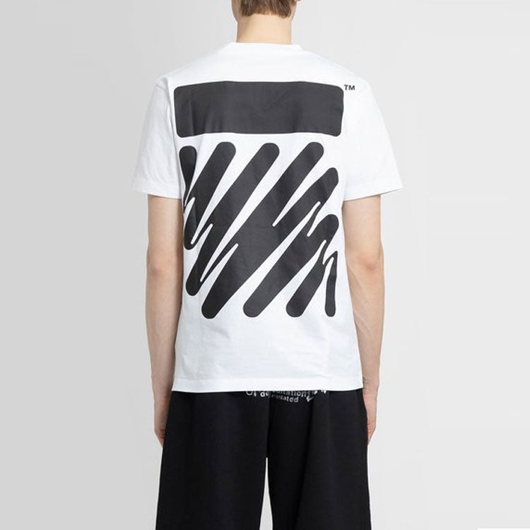 Men's Off-White SS22 Solid Color Cotton Zebra Printing Short Sleeve White T-Shirt OMAA027S22JER0100110
