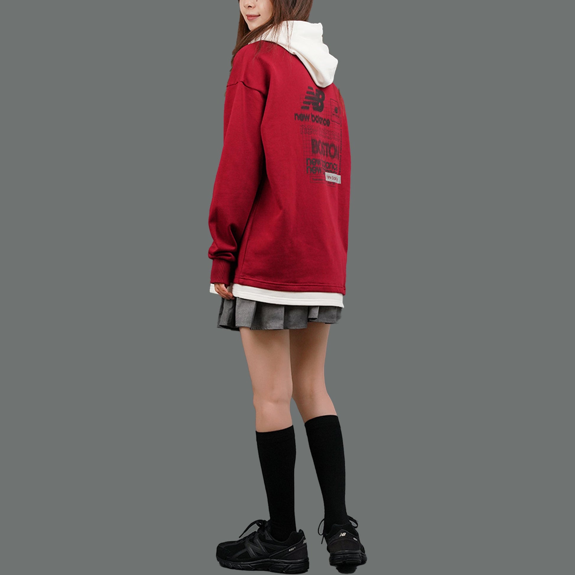 New Balance Splicing hooded Knit Pullover Casual Sports Couple Style Red NCA33031-BUR