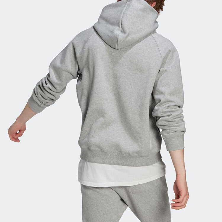 Men's adidas Solid Color Logo Hooded Loose Long Sleeves Gray HN1950