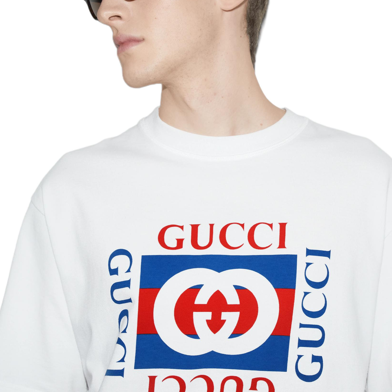 Gucci Cotton Jersey T-Shirt With Gucci Print 'White' 784361-XJGKA-9074