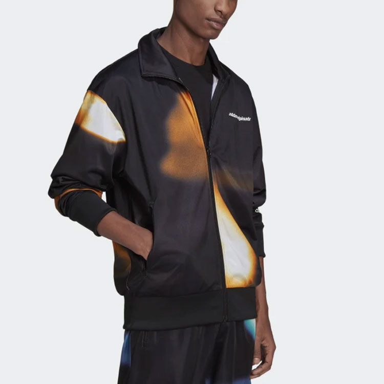 Men's adidas originals Color Block Alphabet Logo Zipper Stand Collar Sports Jacket HC7174