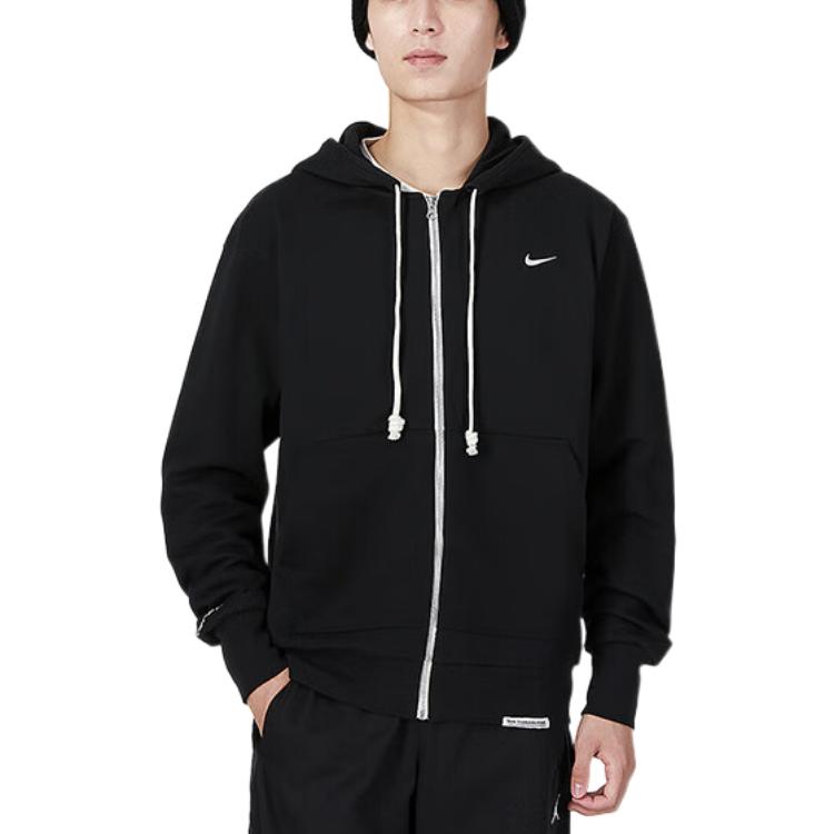 Men's Nike Solid Color Printing Logo Zipper Hooded Running Gym Jacket Black DQ5817-010