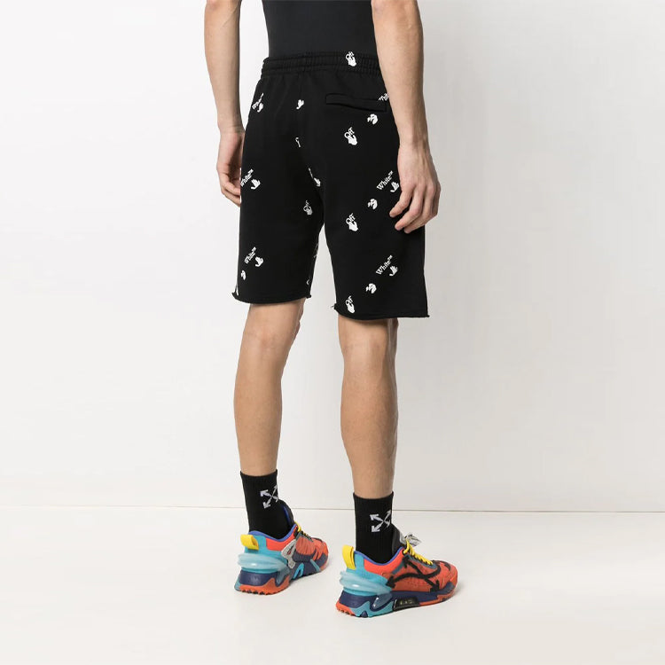 Off-White FW21 Cotton Alphabet Full Print Pattern Casual Shorts Version Black OMCI006R21FLE0031001-1