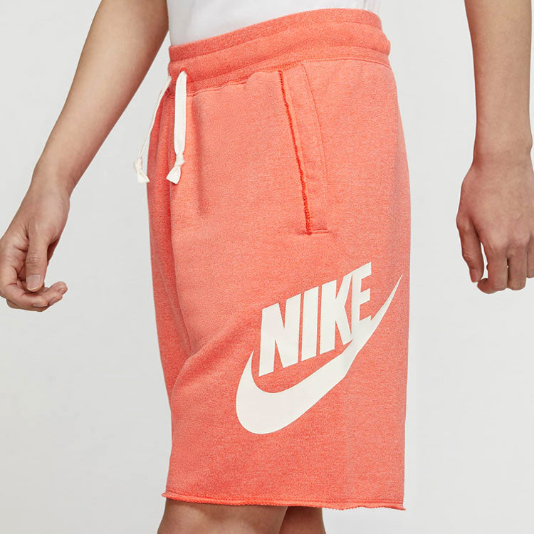 Nike Sportswear Logo Printing Drawstring Sports Shorts Orange AR2376-842