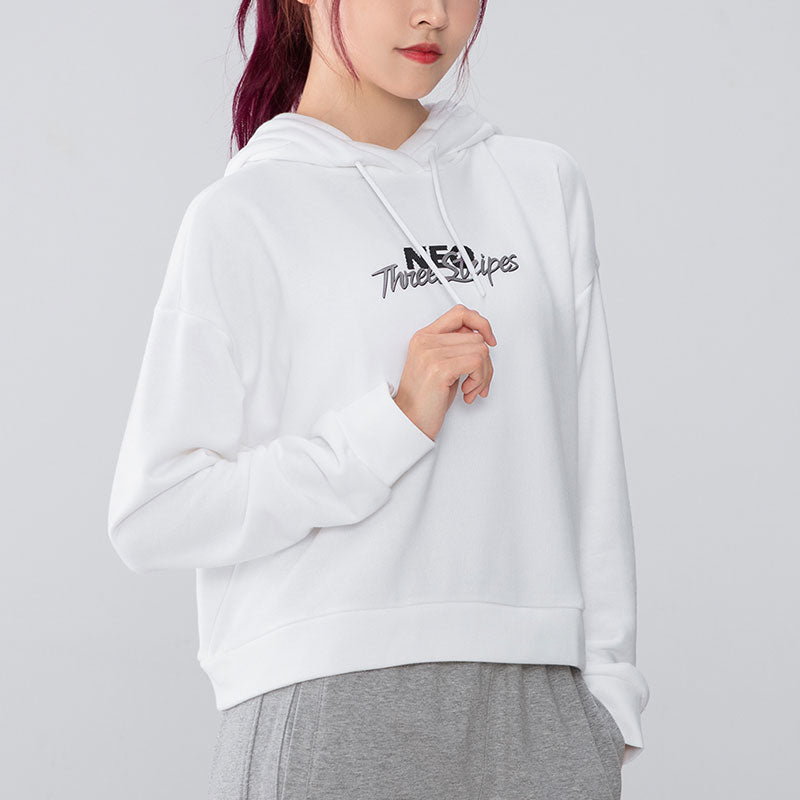 (WMNS) adidas neo Alphabet Logo Printing Sports Hoodie White H18577