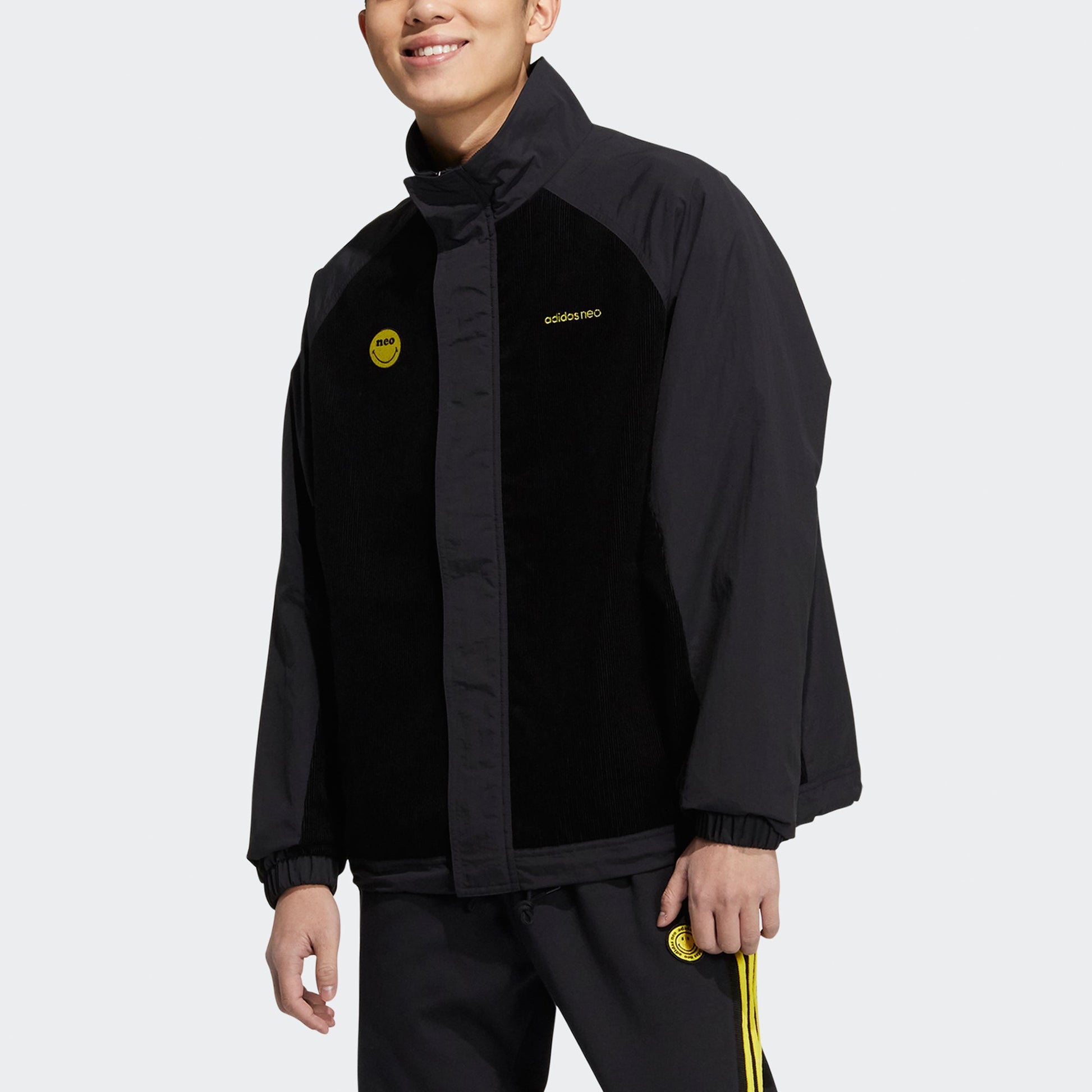 adidas neo U Smly Jkt Colorblock Casual Stand Collar Jacket Black H58046