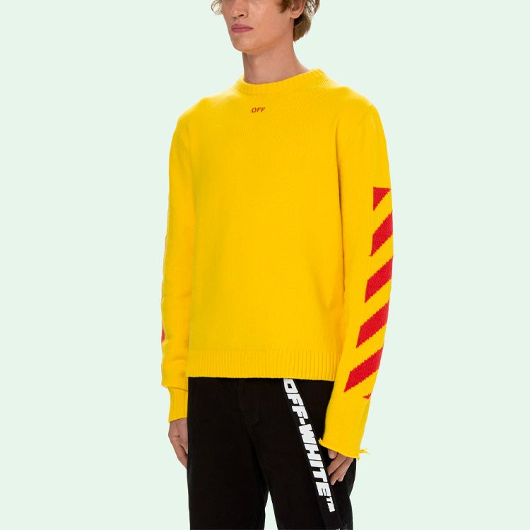Off-White Men's SS21 Sweater Slim Fit Yellow OMHE023S21KNI0011925