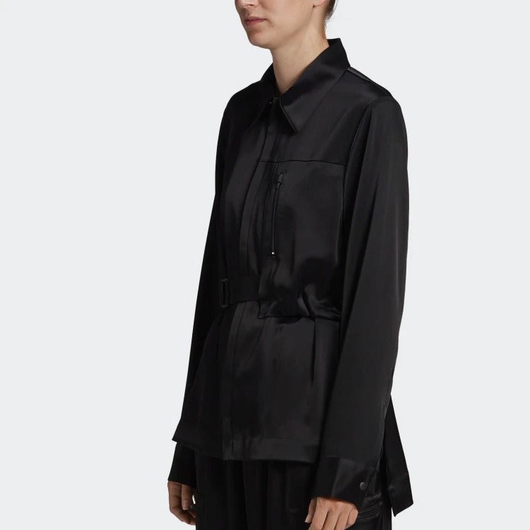 (WMNS) Y-3 Asymmetric Tunic Satin Shirt Black GK4836