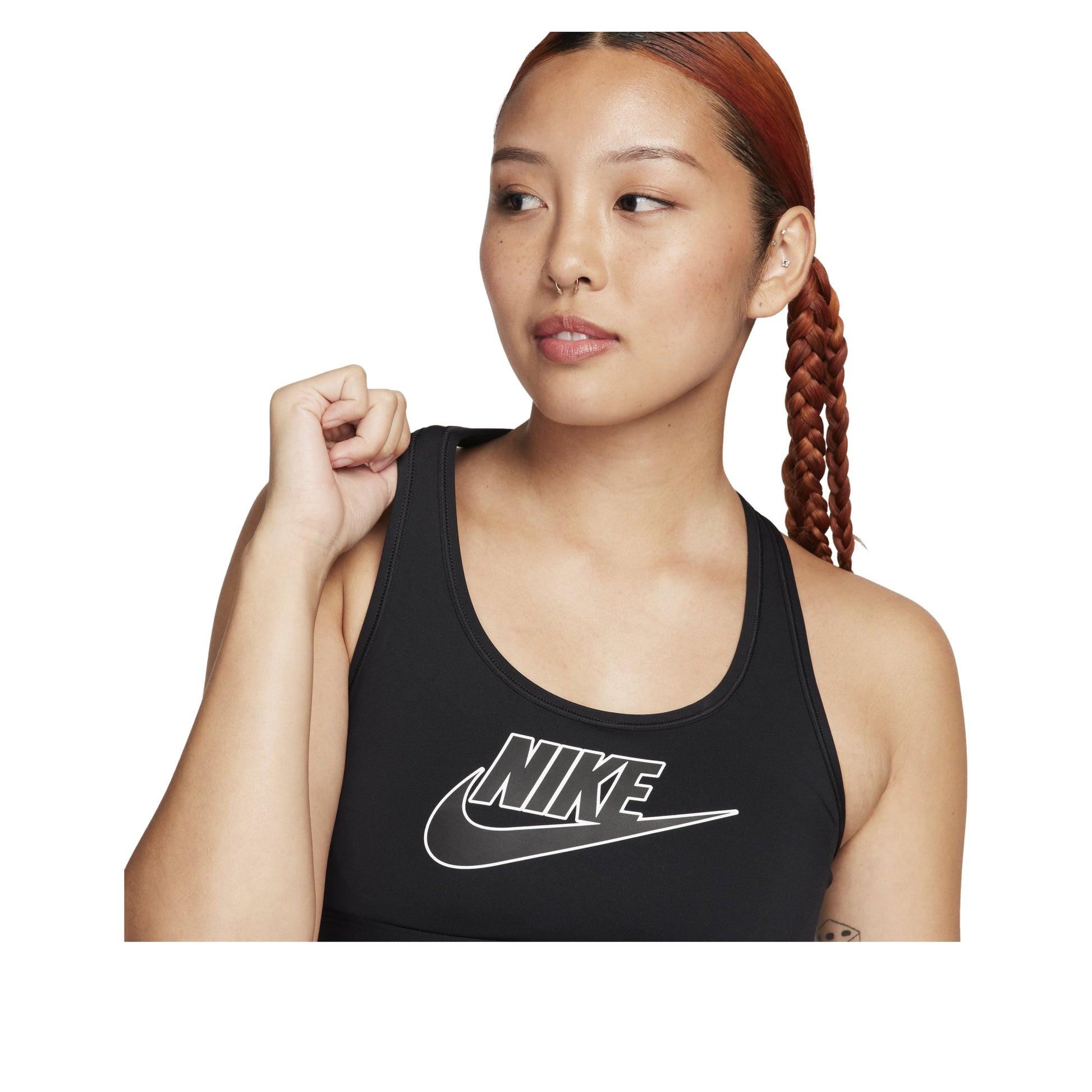 (WMNS) Nike Swoosh Medium-Support Sports Bra 'Black White' FB4081-010