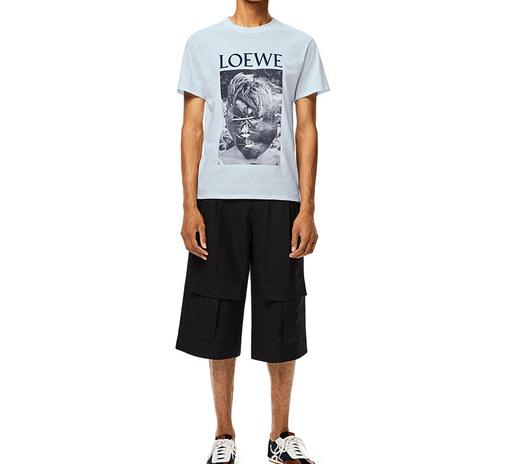 Men's LOEWE Ken Heyman Printing Cotton Short Sleeve Pink Blue H6109980PC-6410