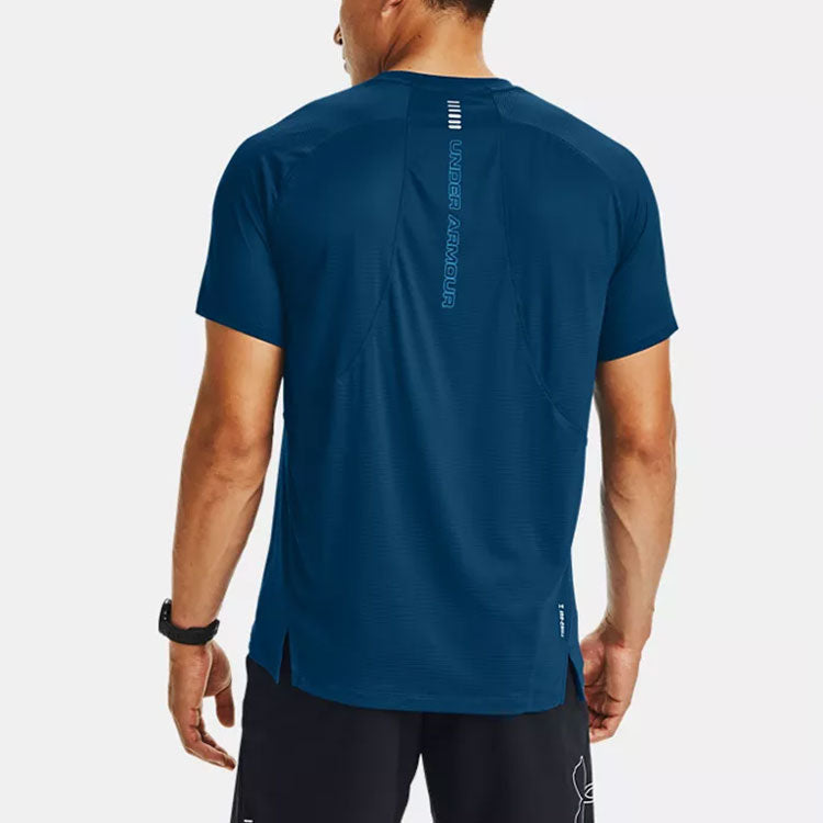 Men's Under Armour Qualifier Lightweight Running Sports Gym Short Sleeve Blue 1353467-581