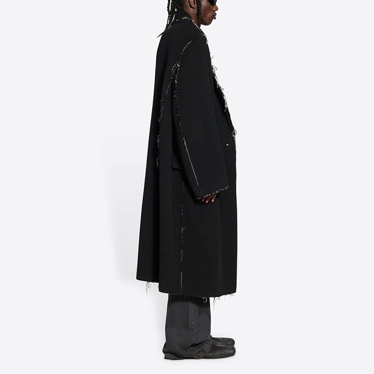 Balenciaga Raw Edge Buffalo Check Coat Oversized 'Black White' 704487TMU181070