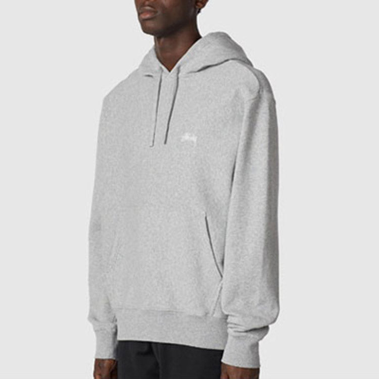 Men's Stussy Logo Hoody hooded Pullover Long Sleeves light grey 118364-GHEA