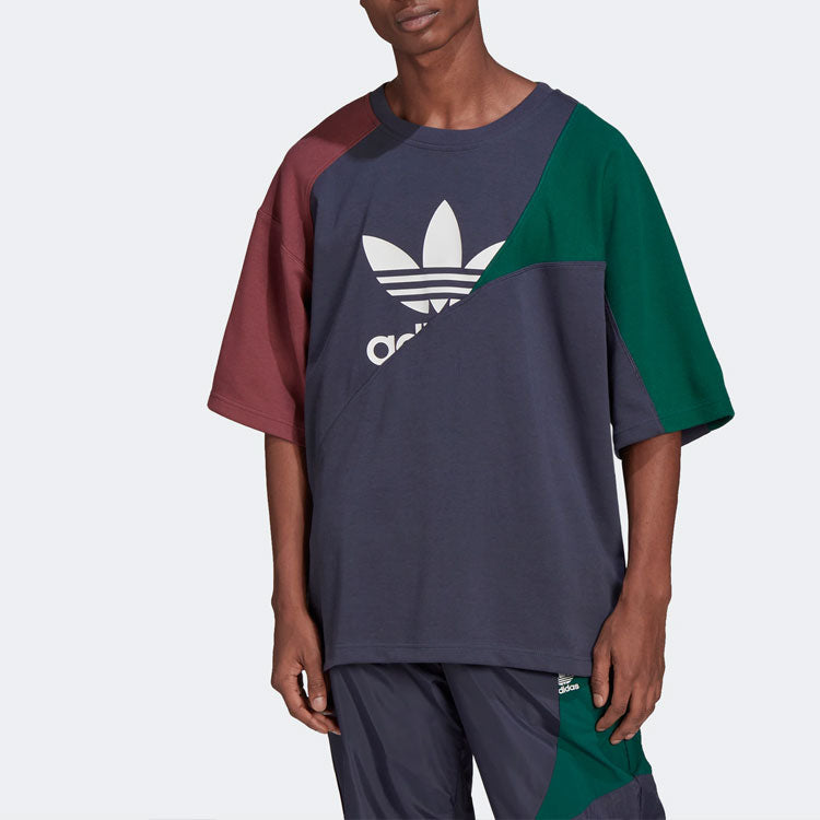 adidas originals Bld Cb Tee Colorblock Round Neck Splicing Sports Short Sleeve Multicolor HC4497