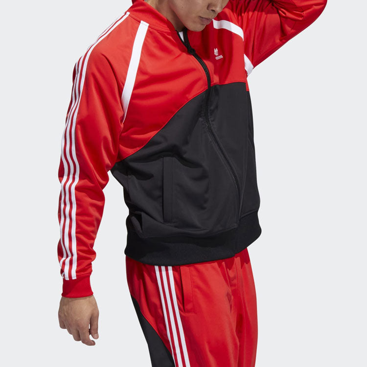 adidas Contrasting Colors Stripe Sports Jacket Red/Black HC2076