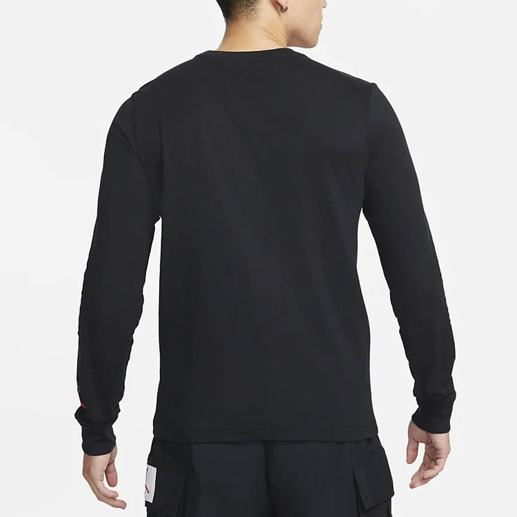 Air Jordan Brand Holiday Casual Sports Round Neck Alphabet Printing Long Sleeves Black DC9794-010
