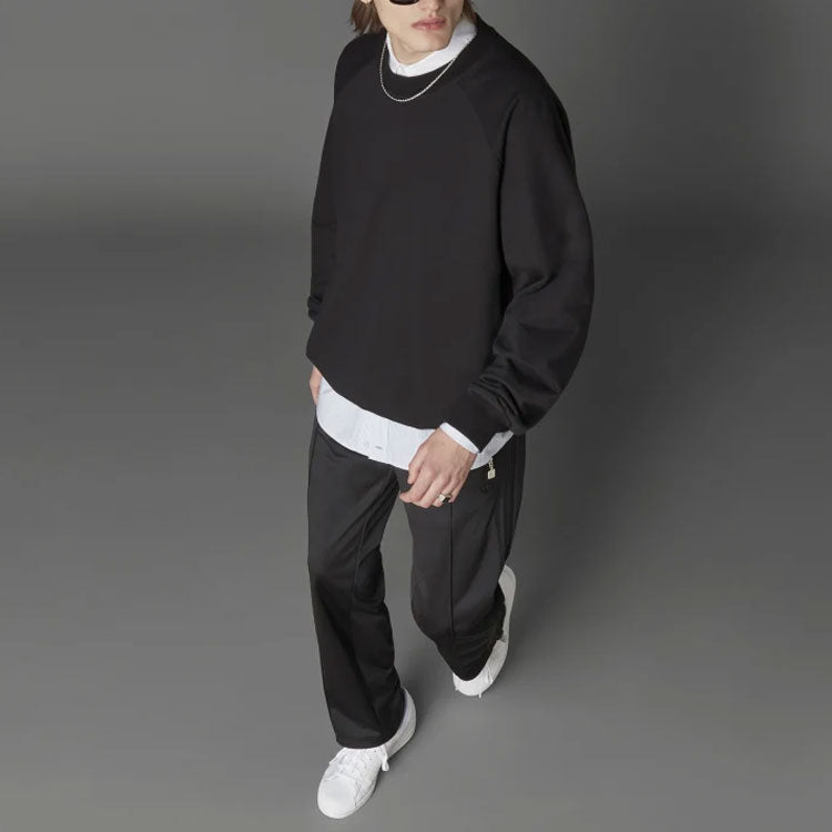 Men's adidas originals Fb Loose Tp Solid Color Retro Sports Pants/Trousers/Joggers Black HD4798