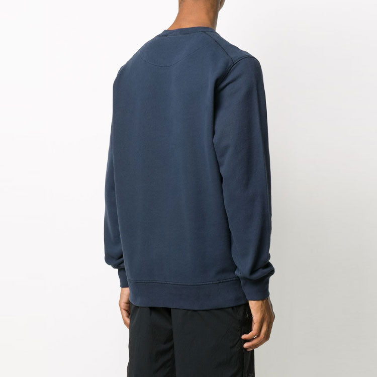 Men's STONE ISLAND Solid Color Long Sleeves Round Neck Pullover Blue 731563020-V0020