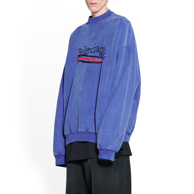 Balenciaga Hand-Drawn Political Campaign Oversized Sweatshirt 'Blue' 720428TNVE84119