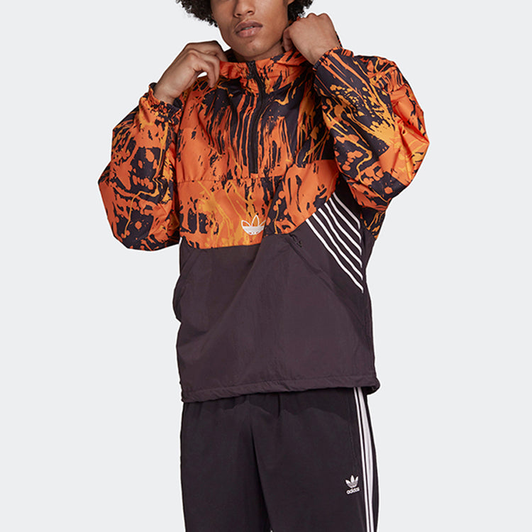 adidas originals Tlm 02 Wb Flame Colorblock Stand Collar hooded Casual Sports Jacket Orange GD5803