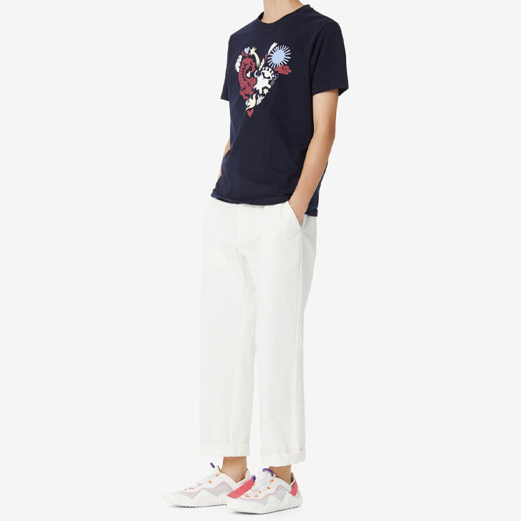 Men's KENZO Valentine's Day Series Love Embroidered Short Sleeve Blue FA5-5TS068-4W8-77