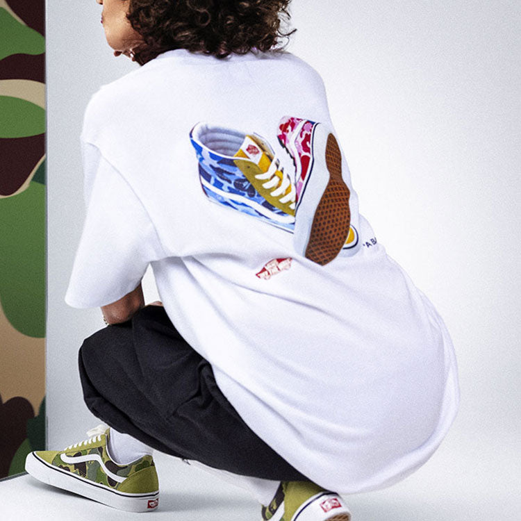 Vans X BAPE Sk8-Hi T-Shirt 'White' VN0A7XQ9448