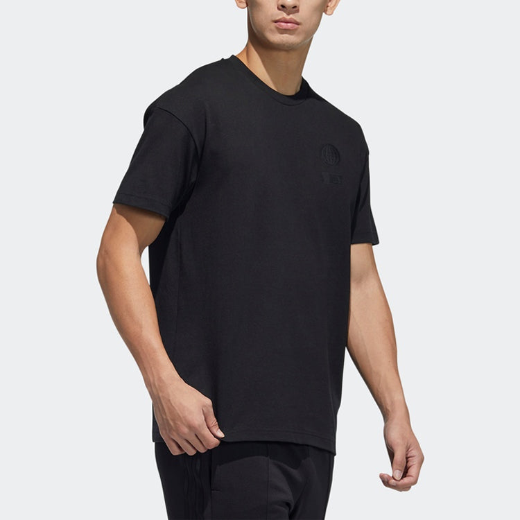 Men's adidas Logo Printing Solid Color Round Neck Short Sleeve Black T-Shirt GP0854