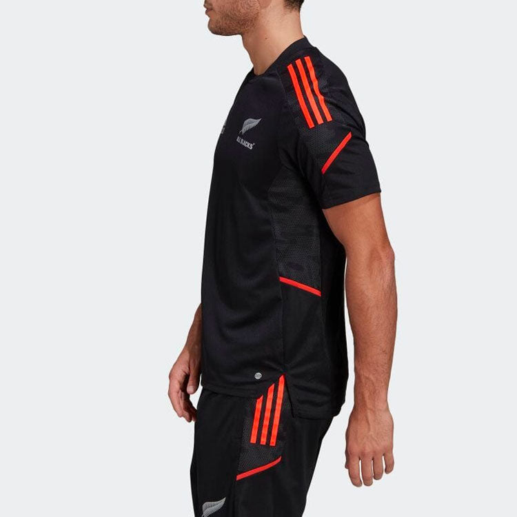 Men's adidas Logo Stripe Printing Pullover Round Neck Short Sleeve Japanese Version Black T-Shirt HA2485