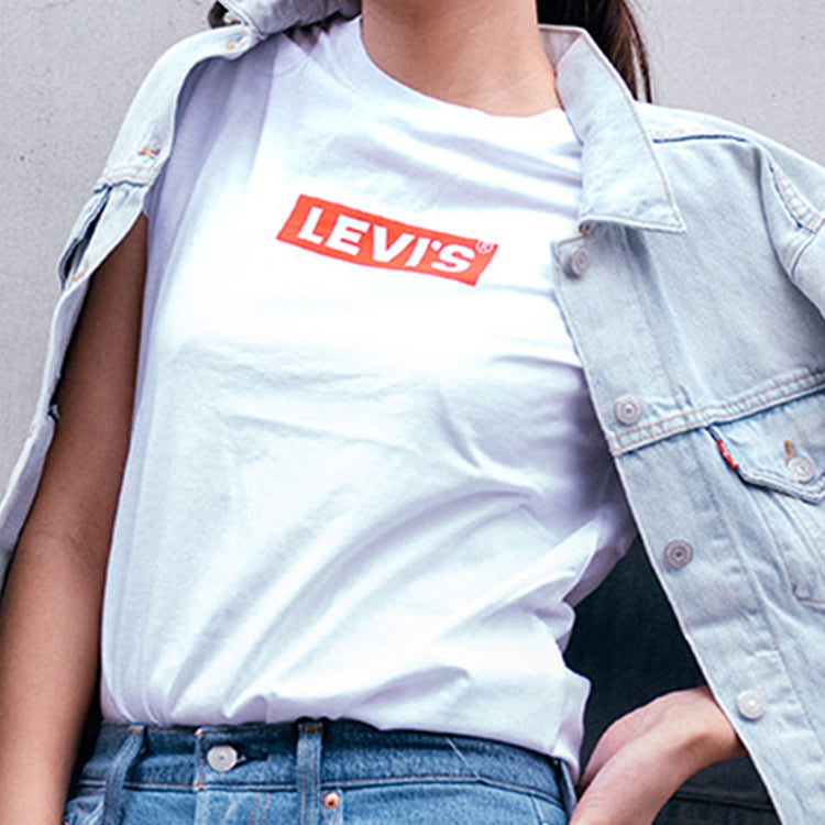 Levis Box Logo Casual Round Neck Short Sleeve White 17369-0903