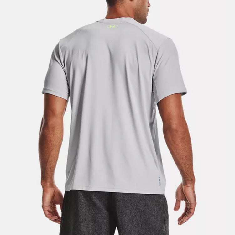 Men's Under Armour Iso-Chill Fish Logo Printing Training Sports Breathable Loose Short Sleeve Gray 1361252-014