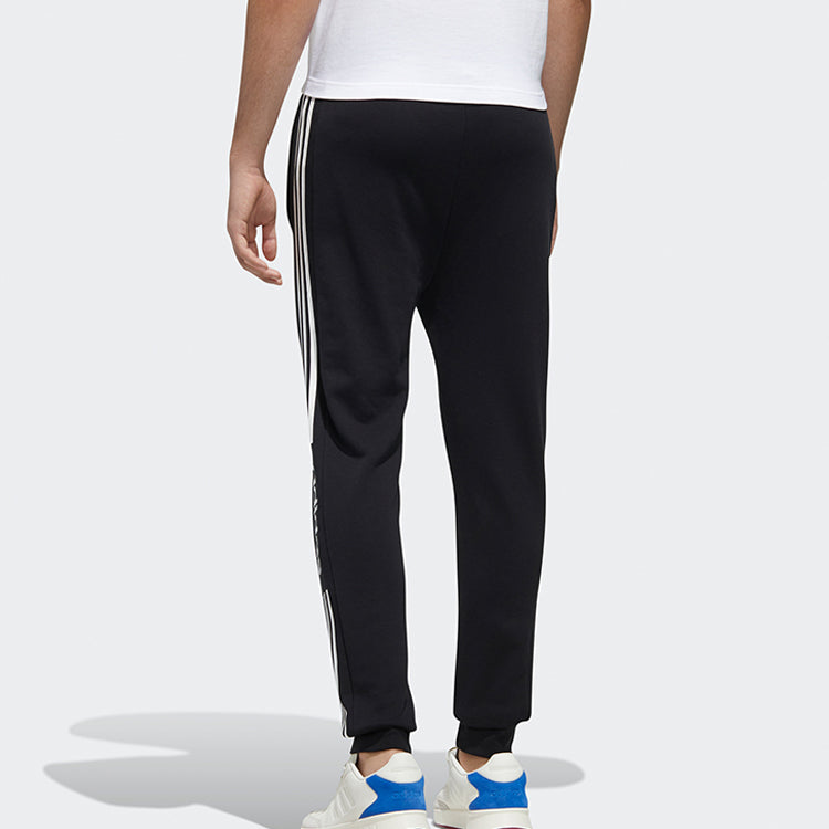 adidas neo M Esntl 3S Contrasting Colors Stripe Sports Pants Black FP7449