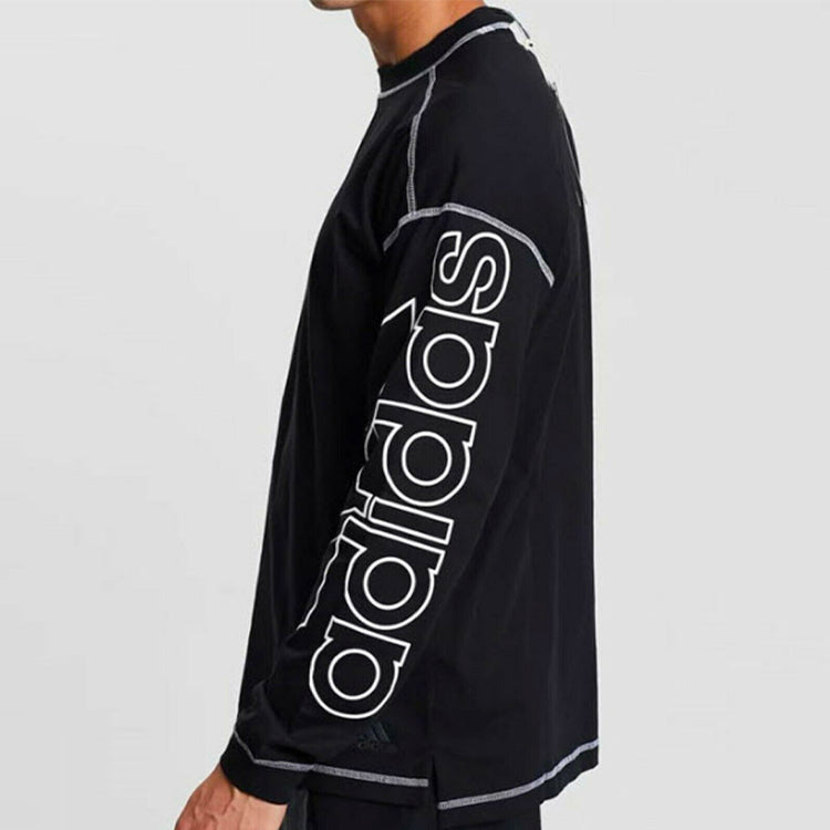 adidas M S2S BL LS TEE Casual Sports Round Neck Pullover Long Sleeves Black DV1003