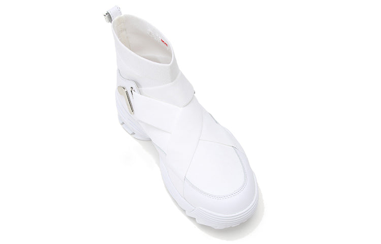 (WMNS) FILA Disruptor-Stretch-Fabric High-top Running Shoes White F16W913713FWT