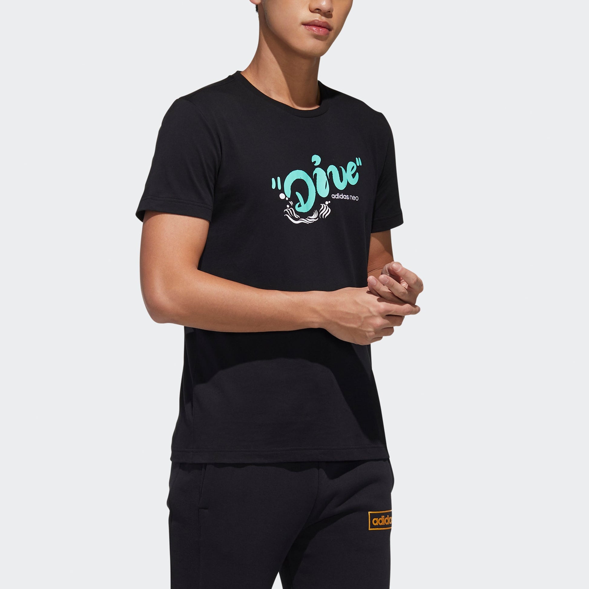 adidas neo M Pnda 3sgrx T Printing Pattern Sports Short Sleeve Black GK1545