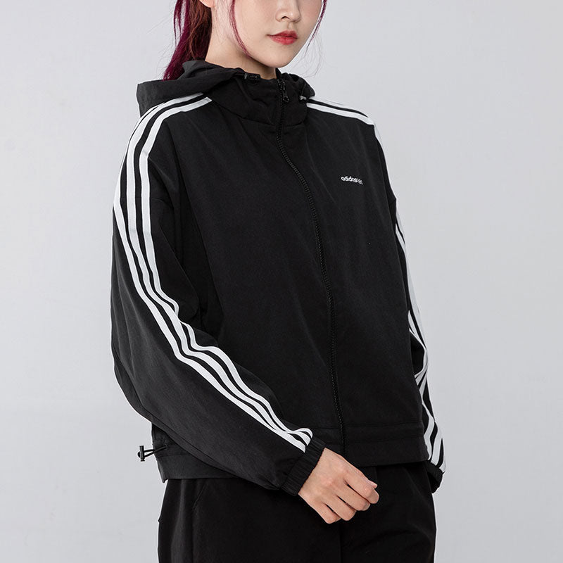(WMNS) adidas Neo SS Track Top Jackets 'Black White' H18578