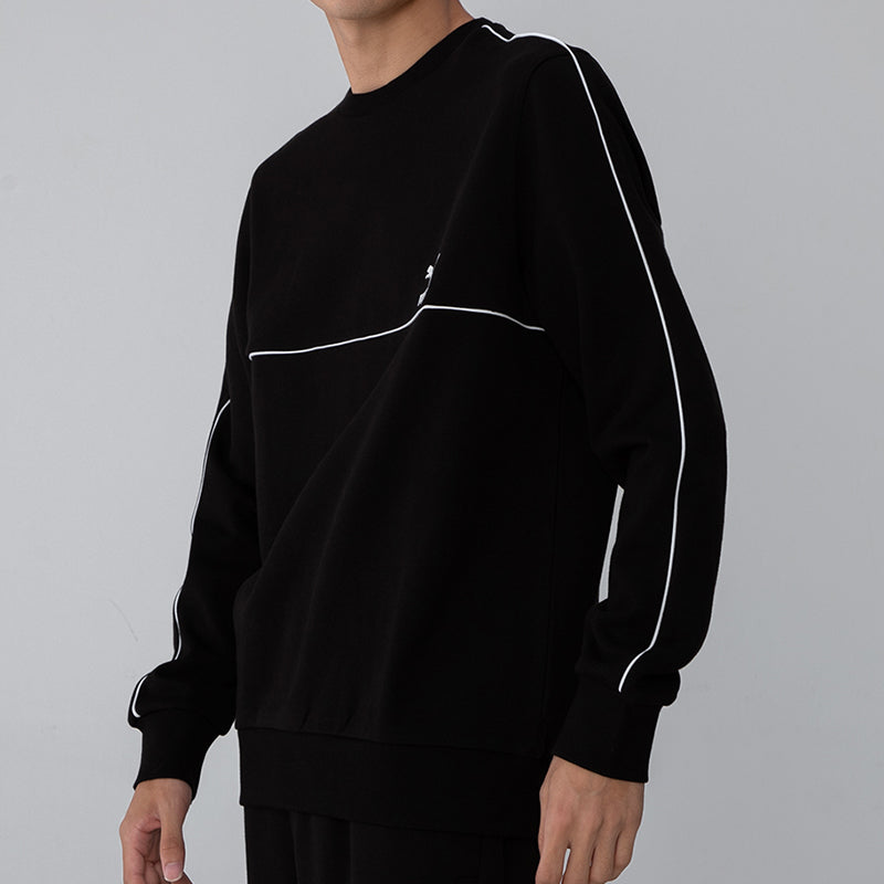 PUMA Clsx Piped Crew Tr Logo Printing Round Neck Sports Pullover Black 534157-01