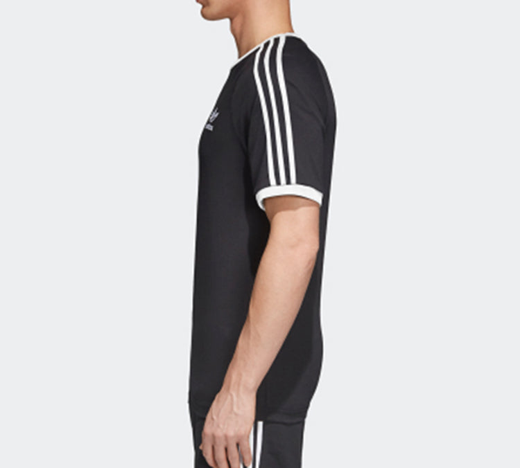 adidas originals 3-Stripes Tee Casual Loose Round Neck Logo Stripe Short Sleeve Black CW1202