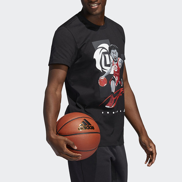 adidas ROSE GU TEE Basketball Sports Short Sleeve Black FM4773