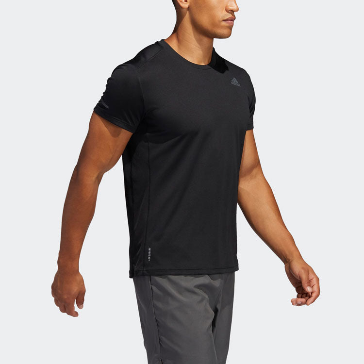 adidas Run It Tee M Logo Training Sports Short Sleeve Black FL6972