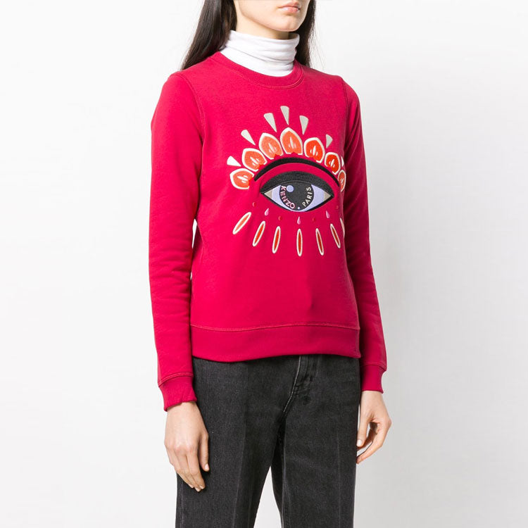 (WMNS) KENZO Eye Pattern Round Neck Long Sleeves Pullover Hoodie Cherry Red F962SW7104XC-22