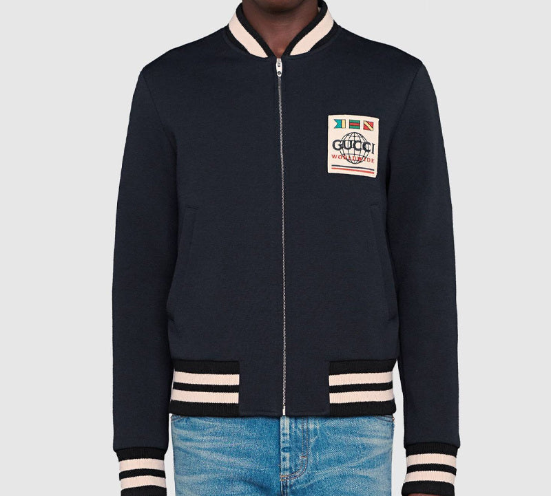 Gucci Knitted Fabric Wool Pilot Jacket For Men Navy 598731-ZADBU-4062
