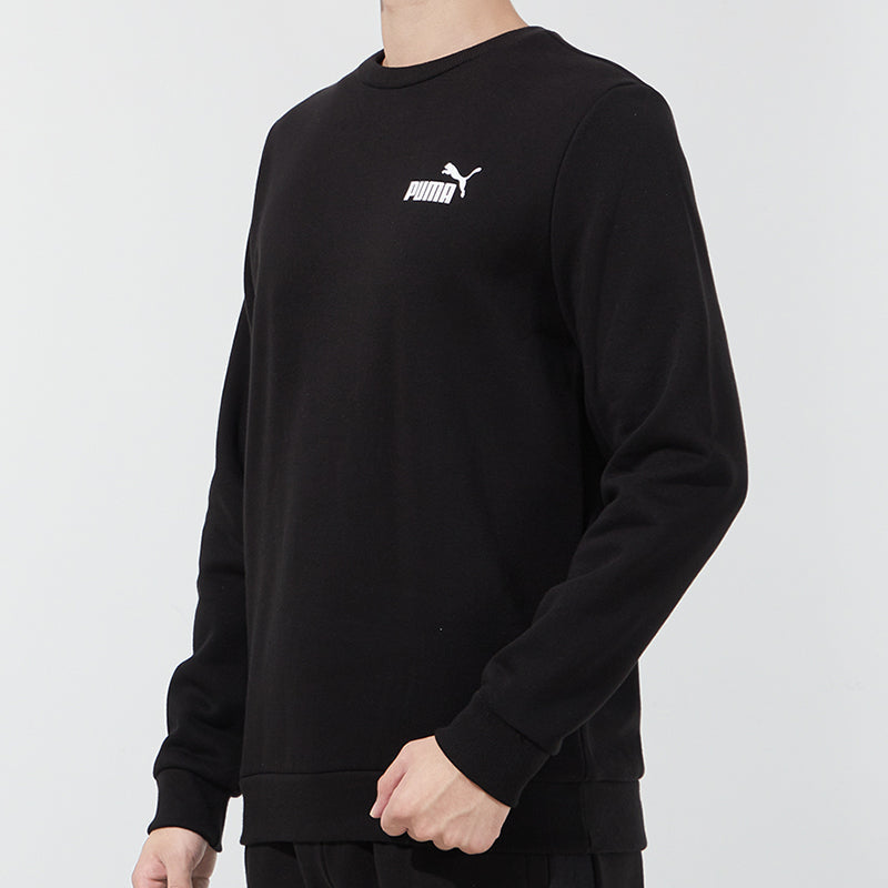 PUMA ESS Small Logo Crew FL Logo Printing Sports Round Neck Pullover Black 846389-01