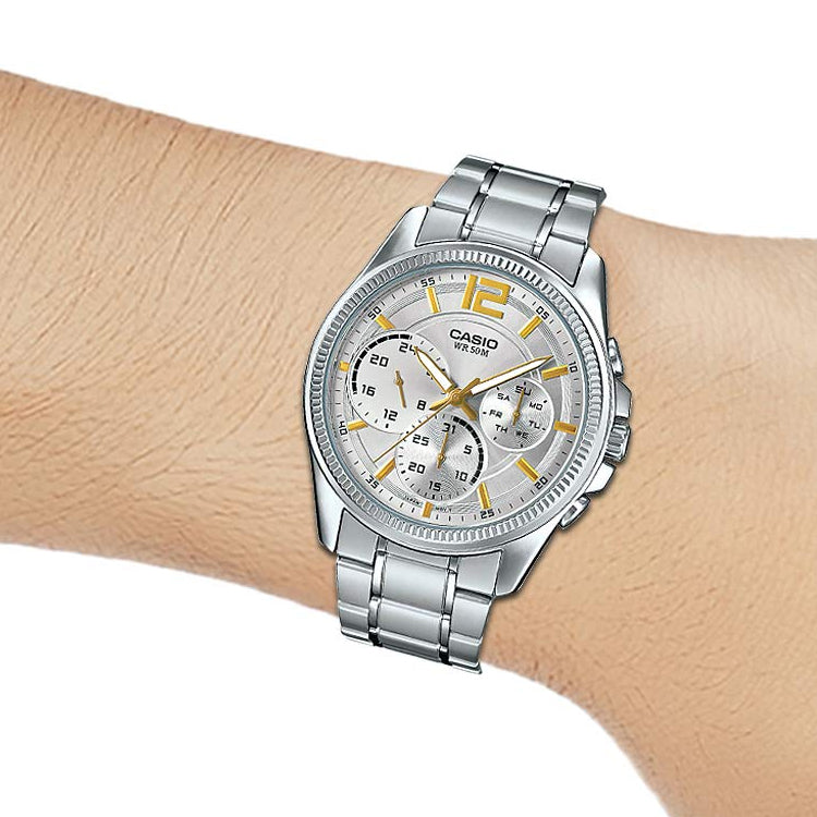 CASIO ENTICERSeries Men'ses Quartz Waterproof Mens Silver Analog MTP-E305D-7AVDF
