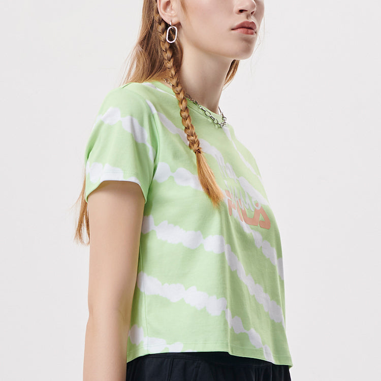 FILA FUSION Contrasting Colors Printing Slim Fit Knit Short Sleeve Green T11W131102F-LG