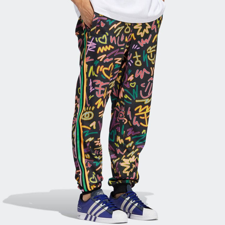 Men's adidas originals Geometry Pattern Full Print Printing Stripe Casual Pants/Trousers Multicolor HC3089