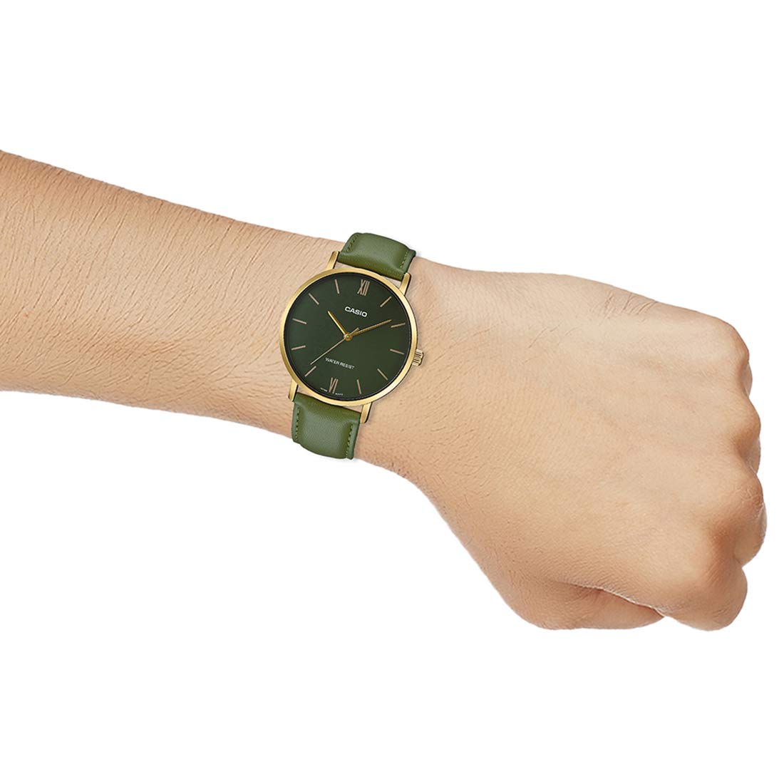 CASIO Quartz Waterproof Mens Dark Green Analog MTP-VT01GL-3B