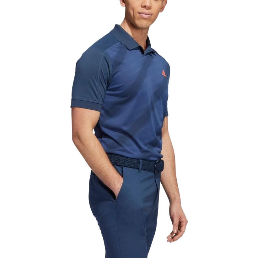 Men's adidas Stripe Logo Printing Pullover Short Sleeve Navy Blue Polo Shirt HN3086